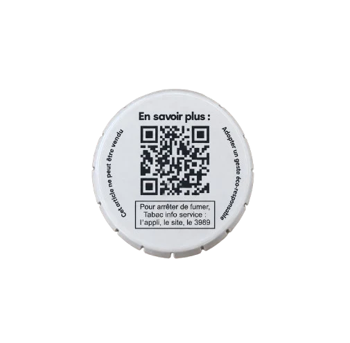 Dos du CLIC CLAC blanc avec le QR code et les mentions réglementaires.